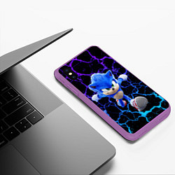 Чехол iPhone XS Max матовый Sonic неоновый мрамор, цвет: 3D-фиолетовый — фото 2