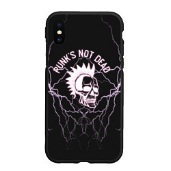 Чехол iPhone XS Max матовый Punks not dead череп и молнии