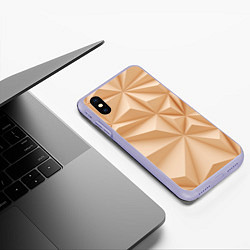 Чехол iPhone XS Max матовый Бежевые полигональные фигуры, цвет: 3D-светло-сиреневый — фото 2