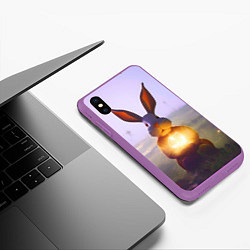 Чехол iPhone XS Max матовый Заяц с гирляндой, цвет: 3D-фиолетовый — фото 2