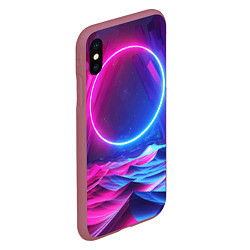 Чехол iPhone XS Max матовый Круг и разноцветные кристаллы - vaporwave, цвет: 3D-малиновый — фото 2