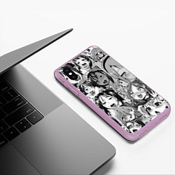 Чехол iPhone XS Max матовый Ахегао паттерн, цвет: 3D-сиреневый — фото 2