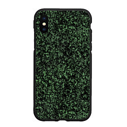 Чехол iPhone XS Max матовый Черный и зеленый камуфляжный