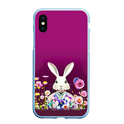 Чехол iPhone XS Max матовый Кролик на винном фоне