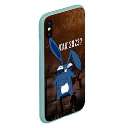 Чехол iPhone XS Max матовый Кролик проспал НГ, цвет: 3D-мятный — фото 2