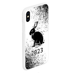 Чехол iPhone XS Max матовый НГ Кролик силуэт на светлом, цвет: 3D-белый — фото 2