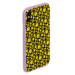 Чехол iPhone XS Max матовый Шарики эмодзи на черном, цвет: 3D-сиреневый — фото 2