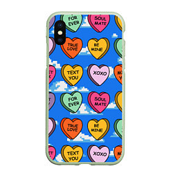 Чехол iPhone XS Max матовый Валентинки конфетки сердечки с посланиями