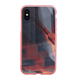 Чехол iPhone XS Max матовый Серые и красные призрачные стёкла