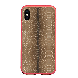 Чехол iPhone XS Max матовый Текстура шкуры пятнистого оленя, цвет: 3D-красный