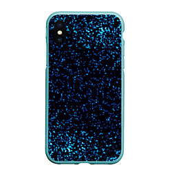 Чехол iPhone XS Max матовый Неоновый синий блеск на черном фоне