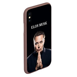 Чехол iPhone XS Max матовый Илон Маск, портрет на черном фоне, цвет: 3D-коричневый — фото 2