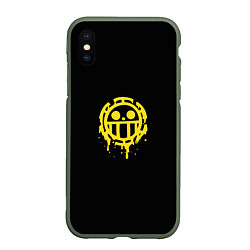 Чехол iPhone XS Max матовый Пираты Сердца - Трафальгар ло One Piece, цвет: 3D-темно-зеленый