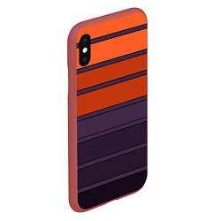 Чехол iPhone XS Max матовый Полосатый фиолетово-оранжевый узор, цвет: 3D-красный — фото 2
