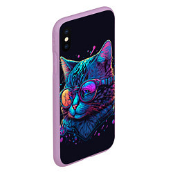 Чехол iPhone XS Max матовый Кот неоновый, цвет: 3D-сиреневый — фото 2