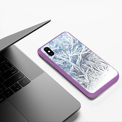 Чехол iPhone XS Max матовый Абстрактный ледяной паттерн, цвет: 3D-фиолетовый — фото 2