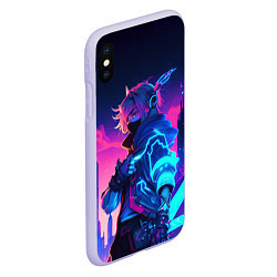 Чехол iPhone XS Max матовый Cyber boy Genshin, цвет: 3D-светло-сиреневый — фото 2