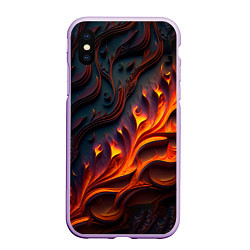 Чехол iPhone XS Max матовый Огненный орнамент с языками пламени