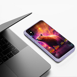 Чехол iPhone XS Max матовый Фееричная капибару, цвет: 3D-светло-сиреневый — фото 2