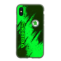 Чехол iPhone XS Max матовый Skoda - green, цвет: 3D-темно-зеленый