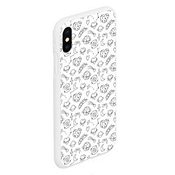 Чехол iPhone XS Max матовый Дудлы с темой любви и космоса, цвет: 3D-белый — фото 2