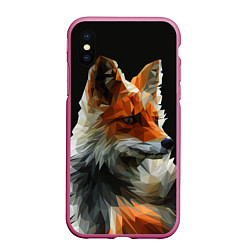 Чехол iPhone XS Max матовый Шикарная лиса, цвет: 3D-малиновый