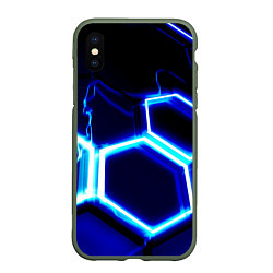 Чехол iPhone XS Max матовый Neon abstraction plates storm, цвет: 3D-темно-зеленый