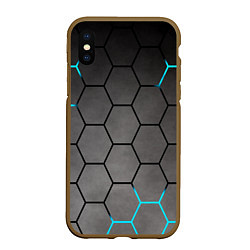 Чехол iPhone XS Max матовый Броня текстура неоновая, цвет: 3D-коричневый