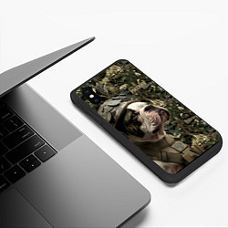 Чехол iPhone XS Max матовый Бульдог солдат, цвет: 3D-черный — фото 2