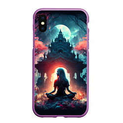 Чехол iPhone XS Max матовый Медитирующая девушка, цвет: 3D-фиолетовый