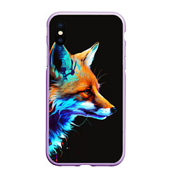 Чехол iPhone XS Max матовый Красочная лисичка, цвет: 3D-сиреневый