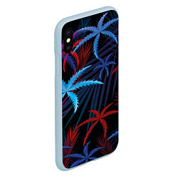 Чехол iPhone XS Max матовый Листья пальмы, цвет: 3D-голубой — фото 2