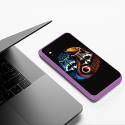 Чехол iPhone XS Max матовый Инь-янь еноты, цвет: 3D-фиолетовый — фото 2