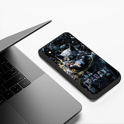 Чехол iPhone XS Max матовый Волк воин в камуфляже, цвет: 3D-черный — фото 2