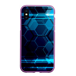 Чехол iPhone XS Max матовый Зеркальная нано абстракция, цвет: 3D-фиолетовый