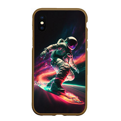 Чехол iPhone XS Max матовый Cosmonaut space surfing, цвет: 3D-коричневый