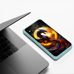 Чехол iPhone XS Max матовый Звездный дракон, цвет: 3D-мятный — фото 2