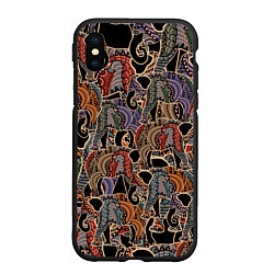 Чехол iPhone XS Max матовый Камуфляж из слона, цвет: 3D-черный