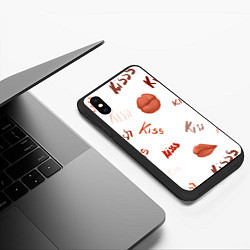 Чехол iPhone XS Max матовый Поцелуйчики, цвет: 3D-черный — фото 2