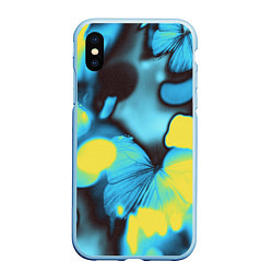 Чехол iPhone XS Max матовый Голубые бабочки асбтракция