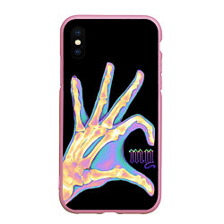 Чехол iPhone XS Max матовый Сердечко левой рукой - неоновый рентген, цвет: 3D-розовый