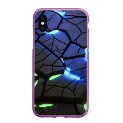 Чехол iPhone XS Max матовый Светящаяся лава, цвет: 3D-фиолетовый