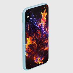 Чехол iPhone XS Max матовый Текстура огня, цвет: 3D-голубой — фото 2