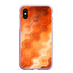 Чехол iPhone XS Max матовый Золотисто-оранжевый туманный паттерн, цвет: 3D-сиреневый