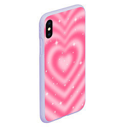 Чехол iPhone XS Max матовый Pink y2k hearts, цвет: 3D-светло-сиреневый — фото 2