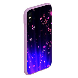 Чехол iPhone XS Max матовый Звездочки в неоновой подсветке, цвет: 3D-сиреневый — фото 2