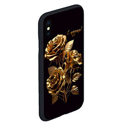 Чехол iPhone XS Max матовый Золотые розы, цвет: 3D-черный — фото 2
