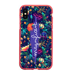 Чехол iPhone XS Max матовый Magnificent Великолепная цветы, цвет: 3D-красный