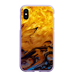 Чехол iPhone XS Max матовый Абстрактное жидкое золото, цвет: 3D-светло-сиреневый
