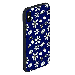 Чехол iPhone XS Max матовый Дудл ромашки на синем фоне - паттерн, цвет: 3D-черный — фото 2